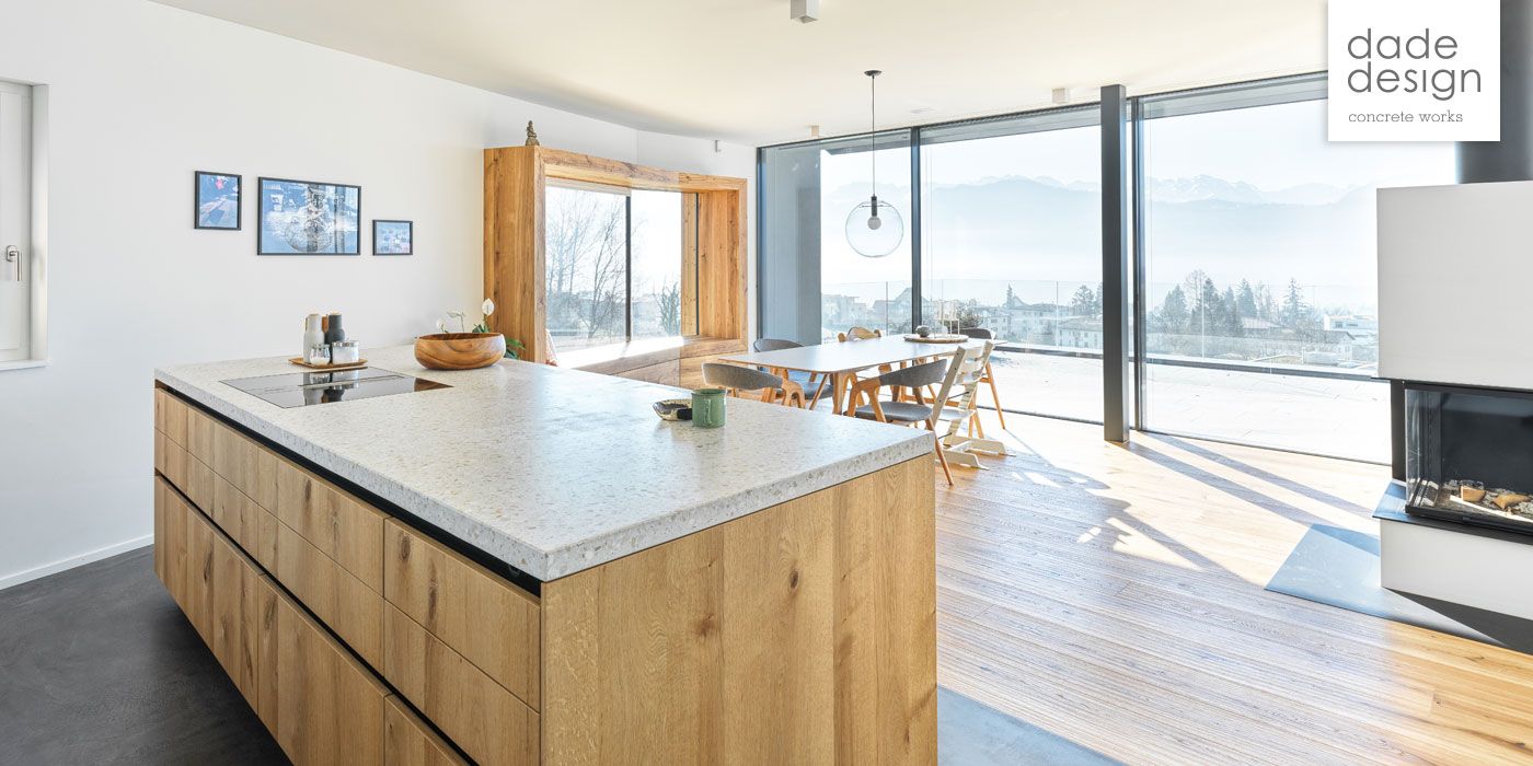 Weisse Terrazzo Beton Arbeitsplatte Betonküche | dade design